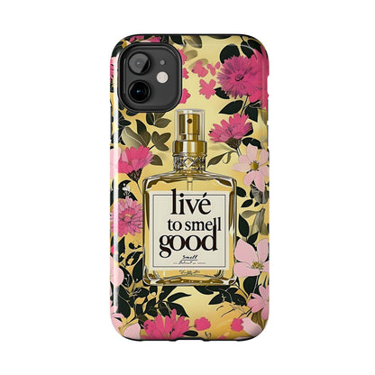 Vintage Perfume Phone Case iPhone Samsung "Live To Smell Good" Yellow Tough Case