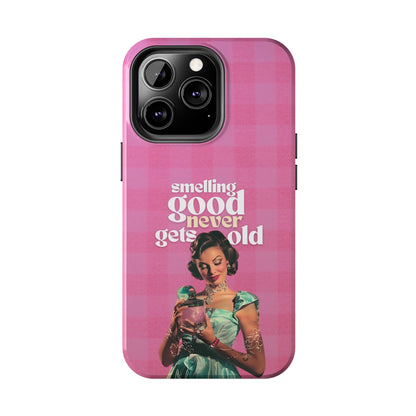 Smelling Good Never Gets Old - Pink Retro Perfume-Inspired Tough Phone Case