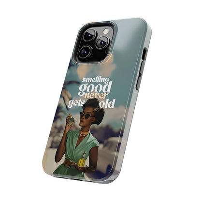 Vintage Black Girl Melanin Phone Case iPhone Samsung"Smelling Good Never Gets Old"