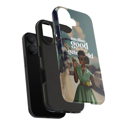 Vintage Black Girl Melanin Phone Case iPhone Samsung"Smelling Good Never Gets Old"