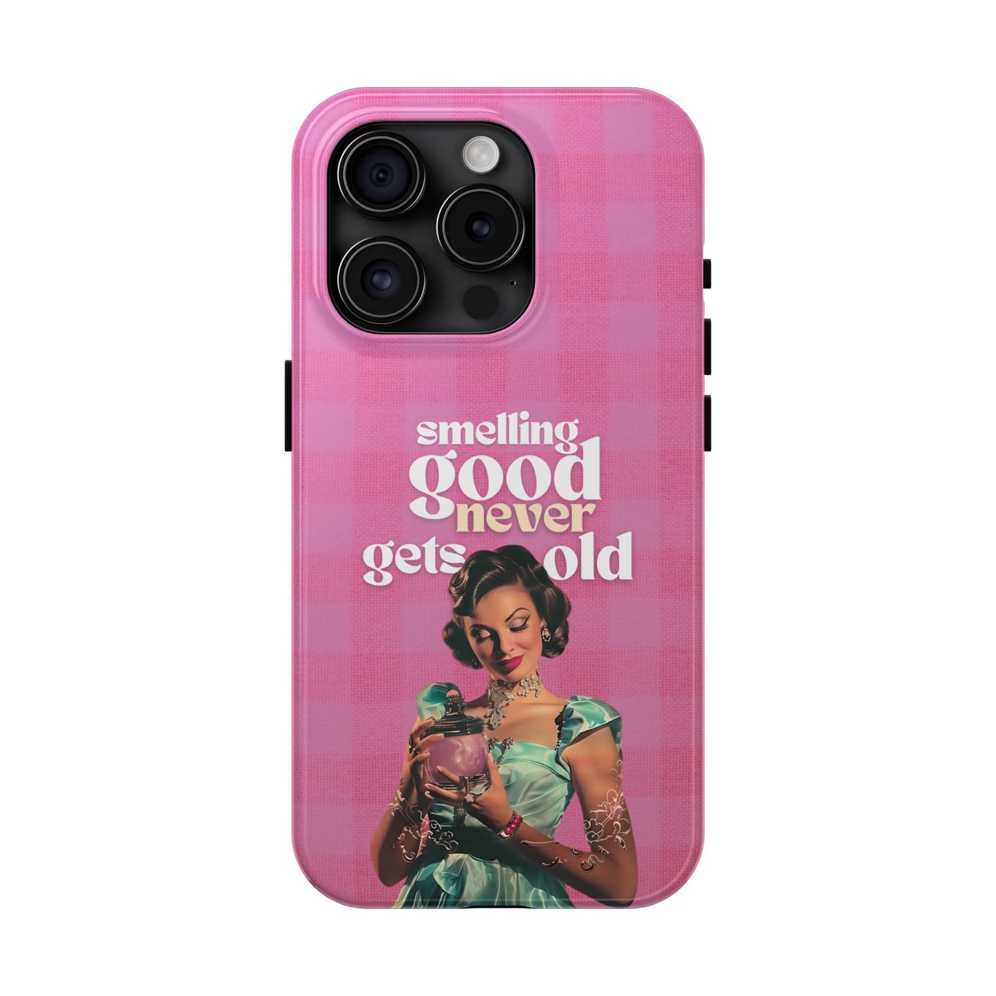 Smelling Good Never Gets Old - Pink Retro Perfume-Inspired Tough Phone Case