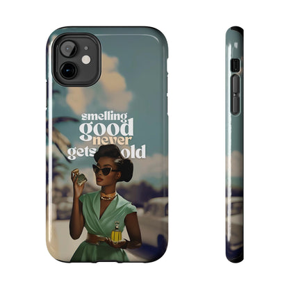 Vintage Black Girl Melanin Phone Case iPhone Samsung"Smelling Good Never Gets Old"