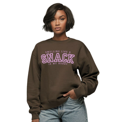 perfume sweatshirt smelling like a snack is my hobby chocolate brown
